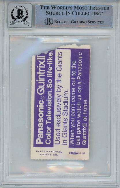 Tony Dorsett Signed 11/6/1977 vs Giants Ticket Stub Beckett Slabbed