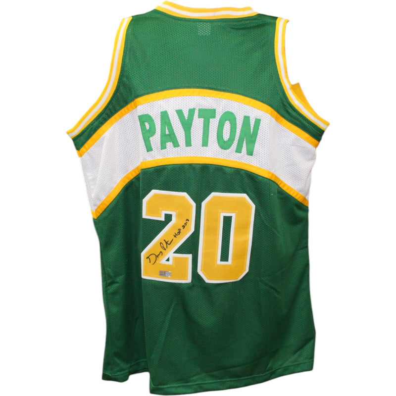 Gary Payton Signed Seattle Style Custom Green Jersey "HOF"