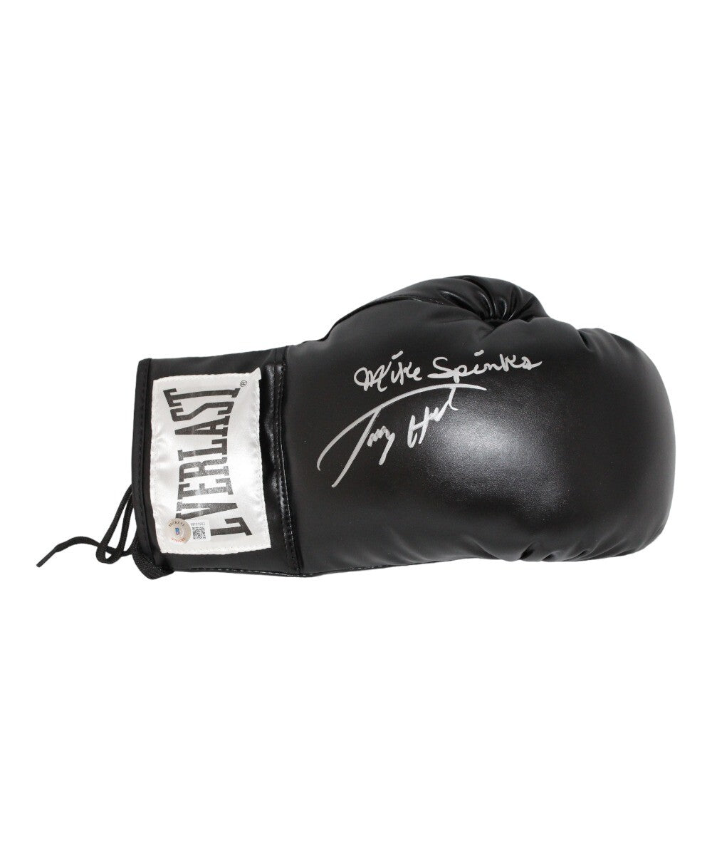 Larry Holmes & Michael Spinks Signed Black Everlast Boxing Glove BAS