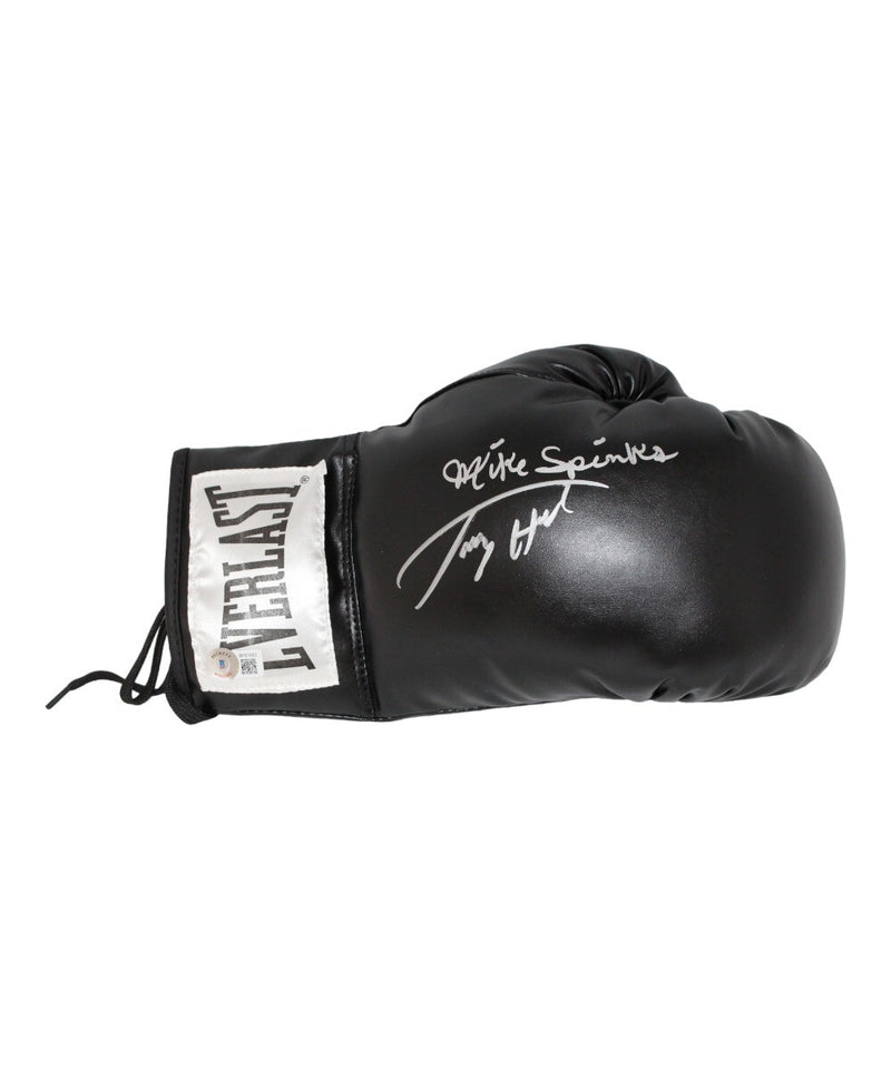 Larry Holmes & Michael Spinks Signed Black Everlast Boxing Glove BAS