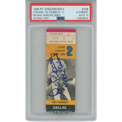 Michael Irvin Signed Dallas Cowboys NFL Debut Ticket Stub PSA