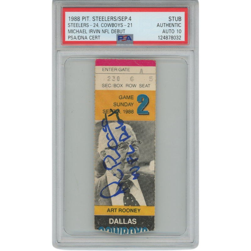 Michael Irvin Signed Dallas Cowboys NFL Debut Ticket Stub PSA