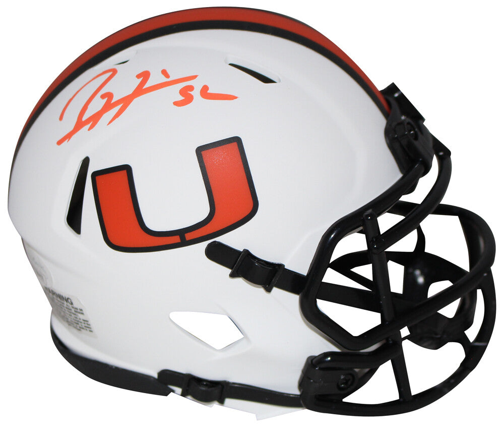 Ray Lewis Miami Hurricanes Autographed Lunar Mini Helmet JSA