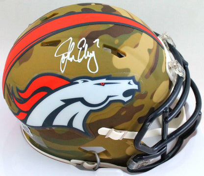 John Elway Signed Denver Broncos Camo Mini Helmet