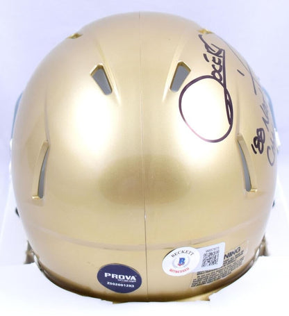 Rocket Ismail Signed Notre Dame Mini Helmet (88 Natl Champs Inscription)