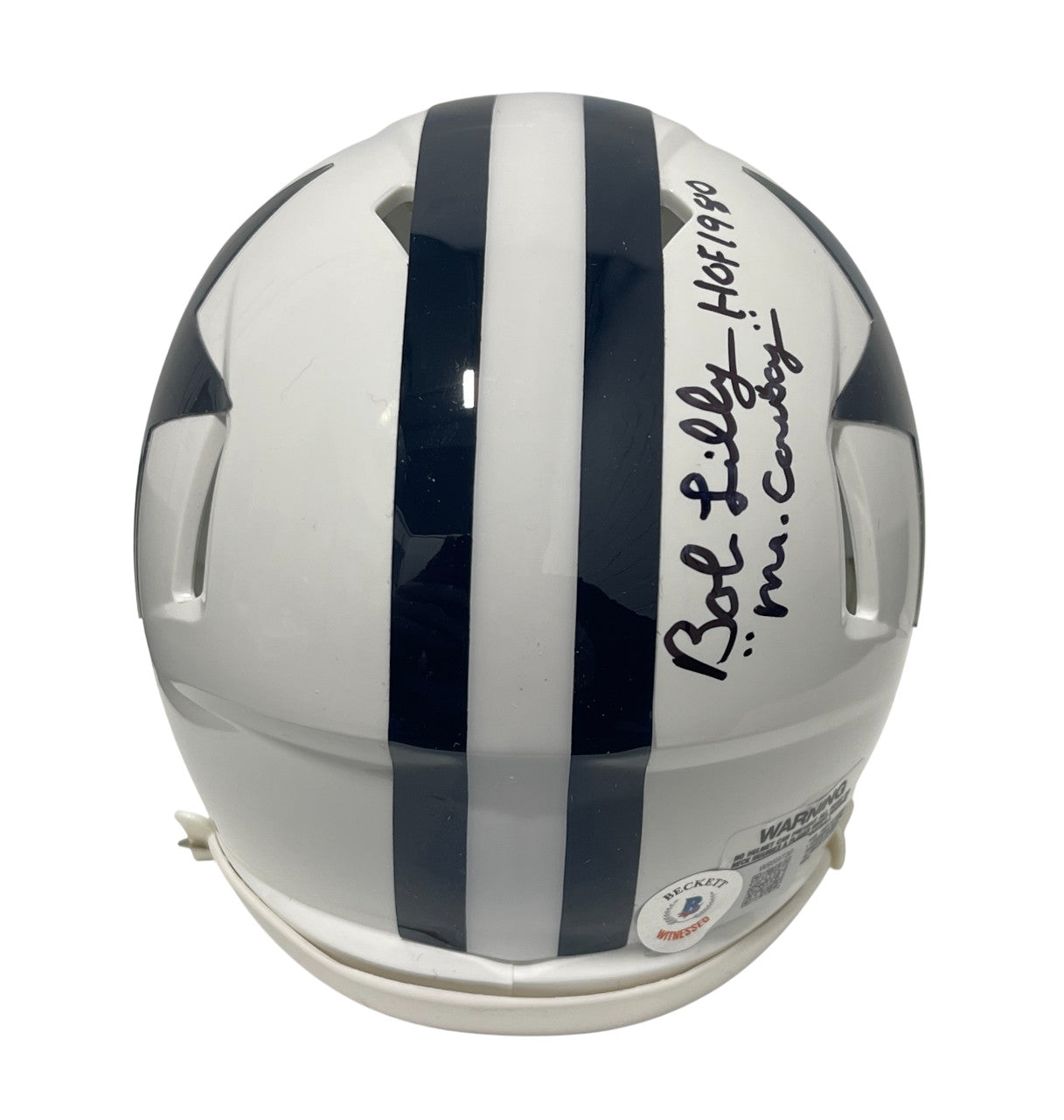 Bob Lilly Signed Dallas Cowboys Throwback Mini Helmet 4 Inscriptions BAS