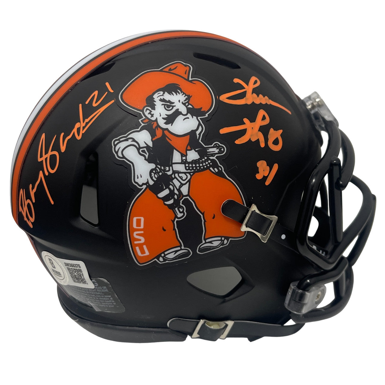 Barry Sanders & Thurman Thomas Signed Oklahoma State Mini Helmet
