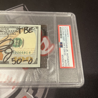 Floyd Mayweather Jr. Signed $100 Bill with Inscriptions PSA Auth