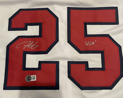 Derrek Lee Signed Team USA WBC Custom Jersey (Beckett Witnessed)
