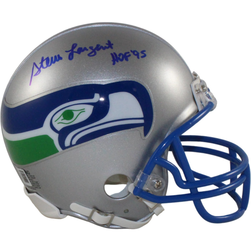 Steve Largent Signed Seattle Seahawks Throwback VSR4 Mini Helmet HOF