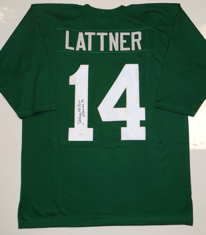 Johnny Lattner Autographed Green Custom Football Jersey