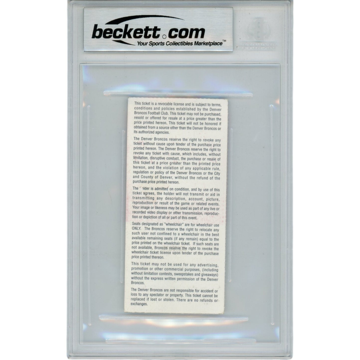 Terrell Davis Signed Denver Broncos 1999 AFC Championship Ticket Stub (BAS 10)
