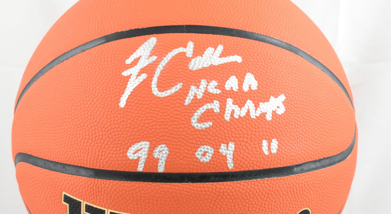 Jim Calhoun Autographed Wilson NCAA Basketball - 3x Champs Inscribed
