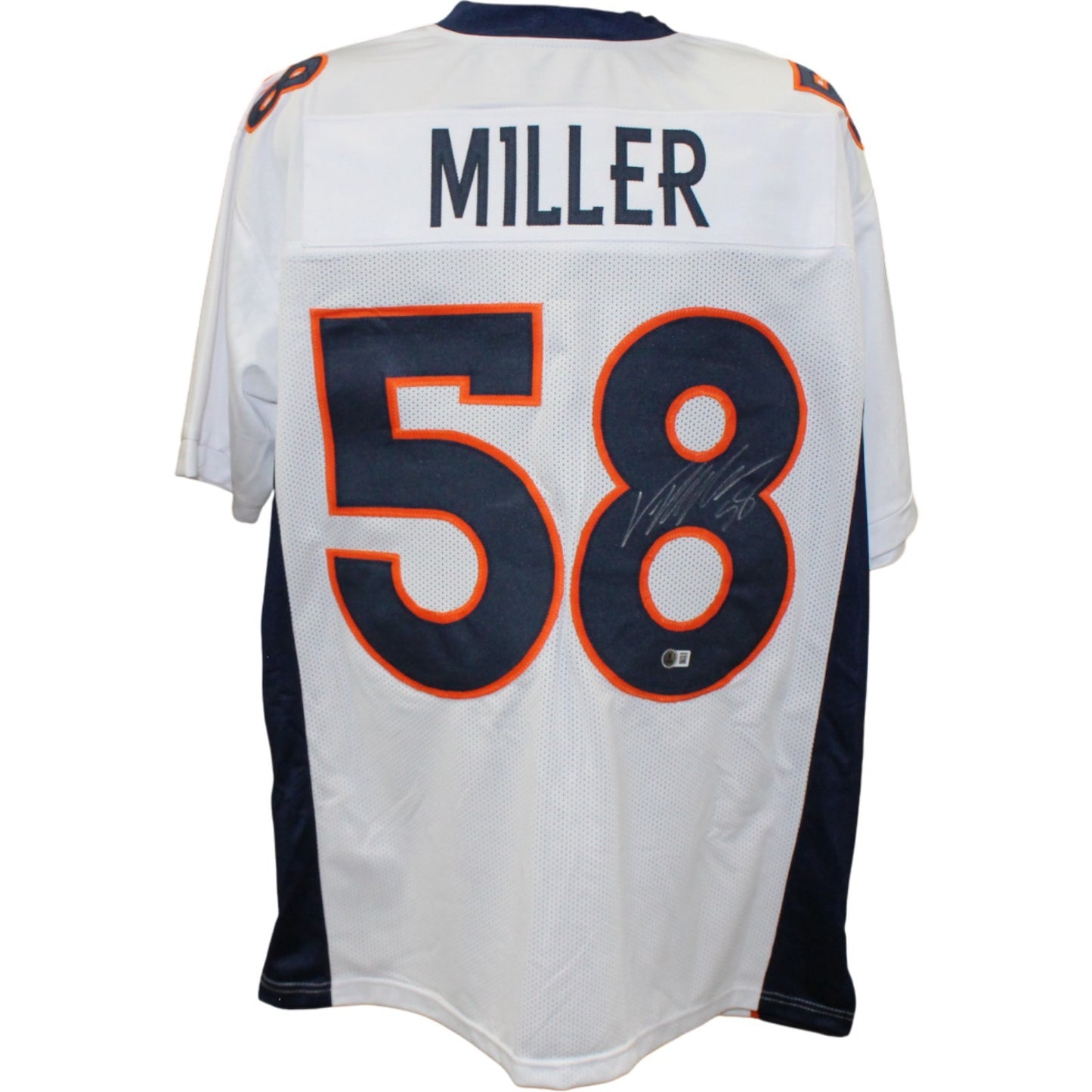 Von Miller Autographed White Pro Style Custom Jersey (Beckett Witnessed)