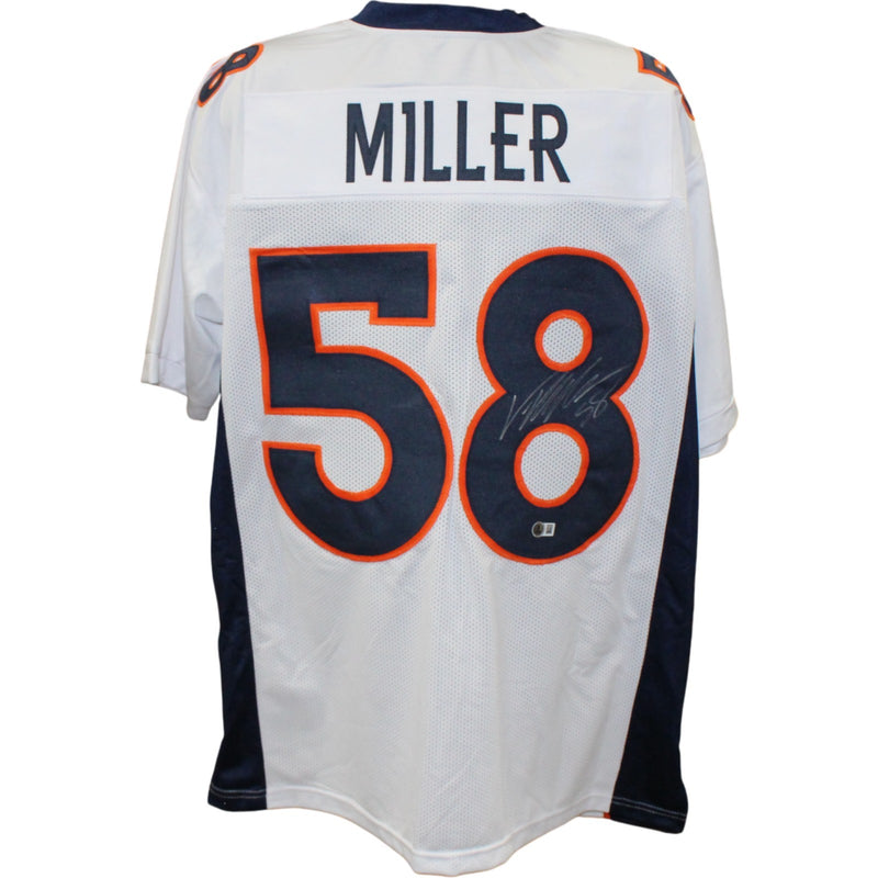 Von Miller Autographed White Pro Style Custom Jersey (Beckett Witnessed)
