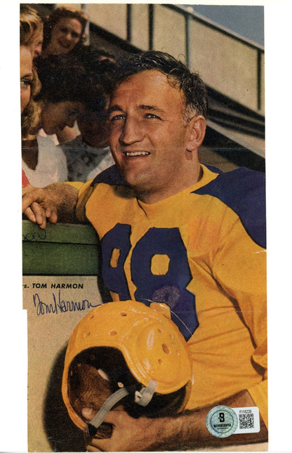 Tom Harmon Signed Los Angeles Rams Matted Cut Sheet Photo