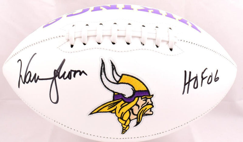 Warren Moon Signed Minnesota Vikings Logo Football (HOF Inscription)