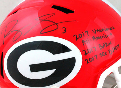 Roquan Smith Signed Georgia Bulldogs Full Size Speed Helmet - 3 Insc
