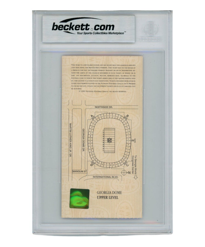 Emmitt Smith Signed Super Bowl XXVIII Ticket Stub Beckett Grade 8 MVP Inscribed