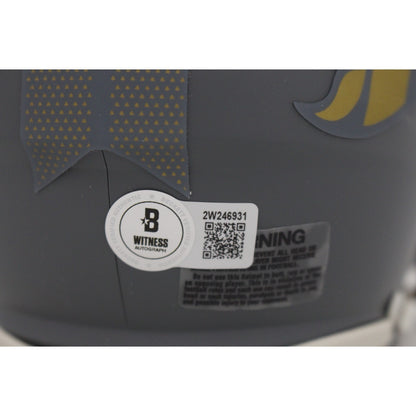 Bo Nix Denver Broncos Autographed Slate Mini Helmet (Beckett)
