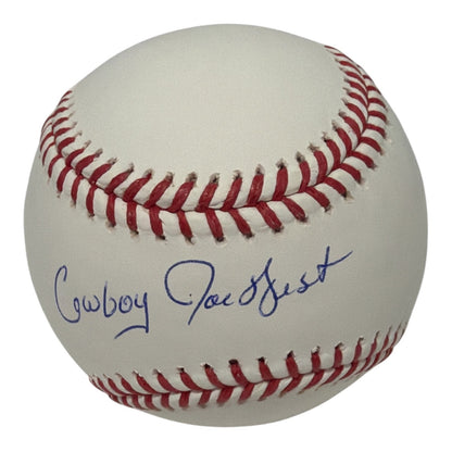 Joe West Autographed Official Major League Baseball with "Cowboy" Inscription
