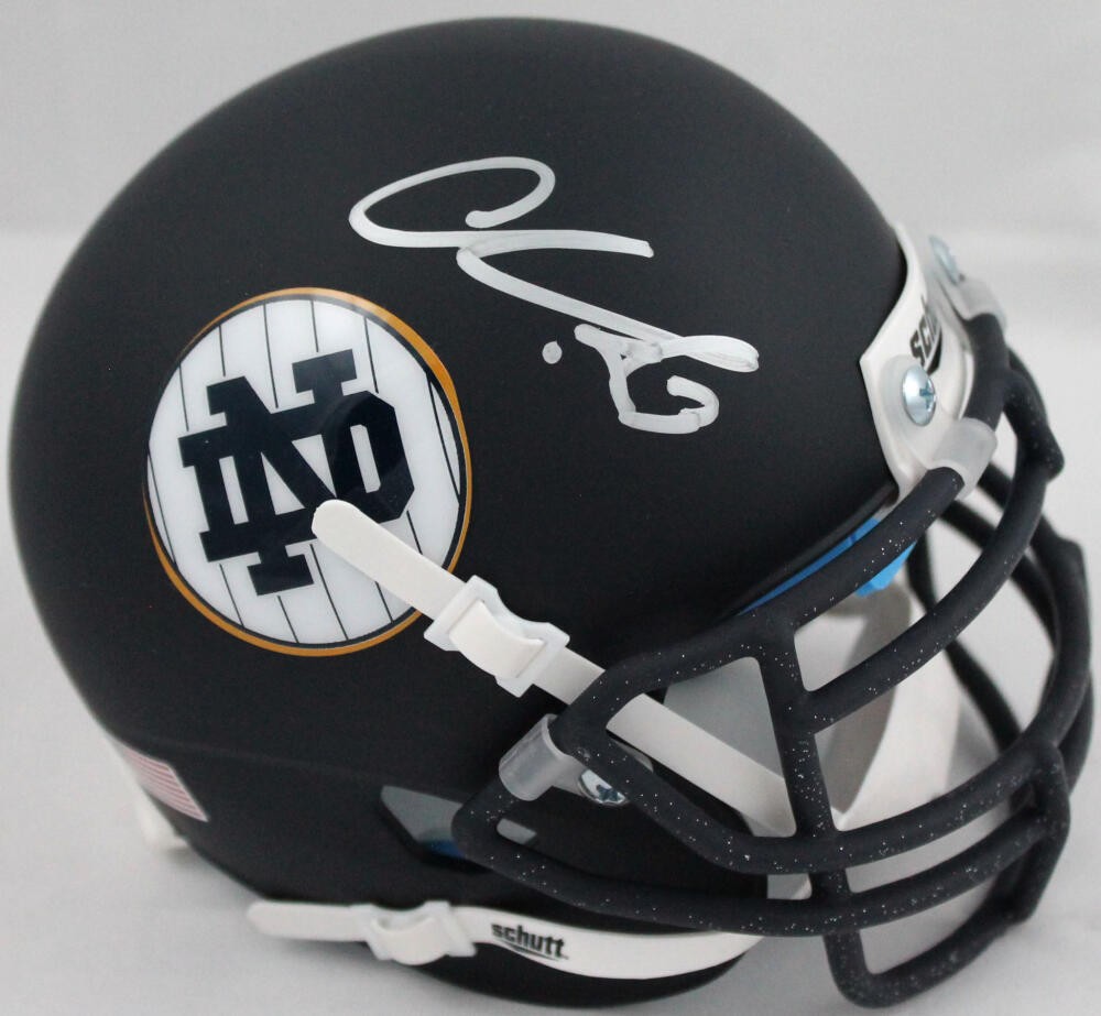 Chase Claypool Autographed Notre Dame Blue Alternate Mini Helmet