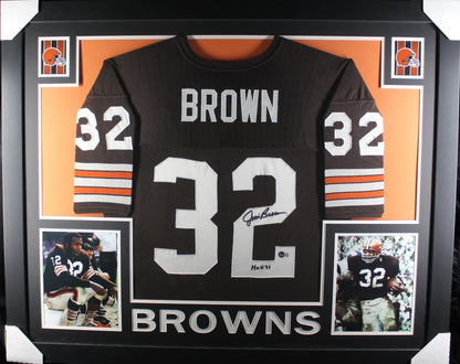 Jim Brown Autographed Framed Cleveland Browns Jersey Beckett COA