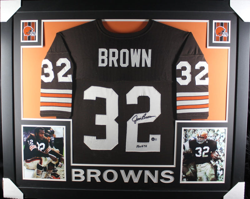 Jim Brown Autographed Framed Cleveland Browns Jersey Beckett COA