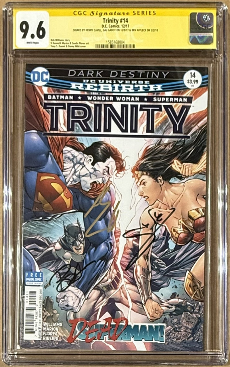 Ben Affleck, Gal Gadot & Henry Cavill Signed Trinity #14 Comic CGC 9.6