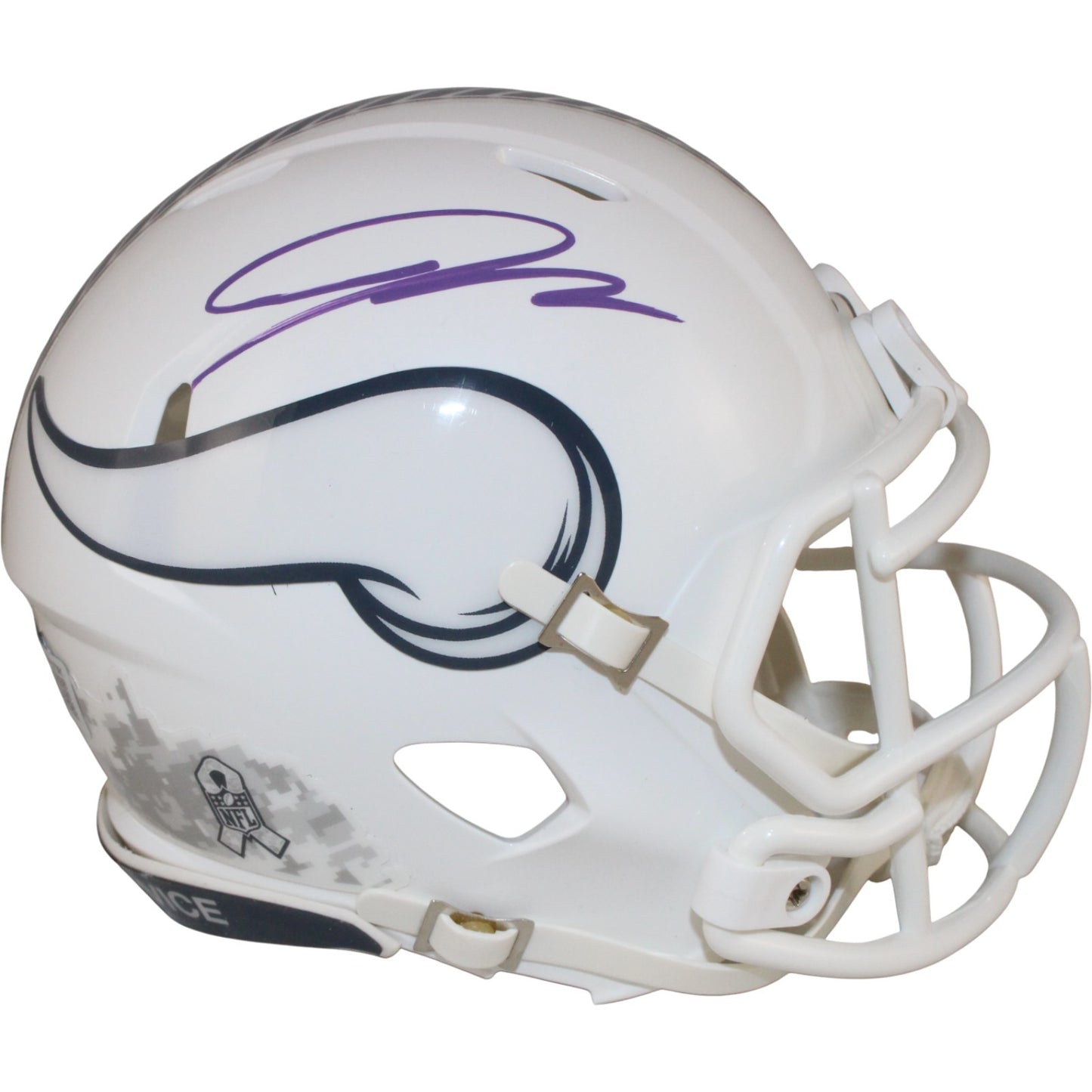 Jordan Addison Autographed Minnesota Vikings 2024 Salute to Service Mini Helmet