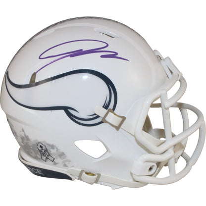 Jordan Addison Autographed Minnesota Vikings 2024 Salute to Service Mini Helmet