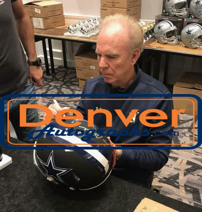 Roger Staubach Signed Dallas Cowboys Full Size Black Replica Helmet JSA