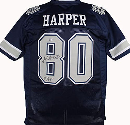 Alvin Harper Signed Dallas Cowboys Custom Blue Jersey "2x SB Champs"