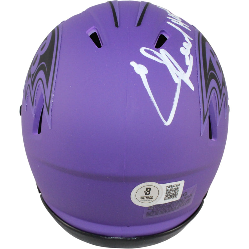 Ed Reed Signed Baltimore Ravens Rave Mini Helmet (BAS COA)