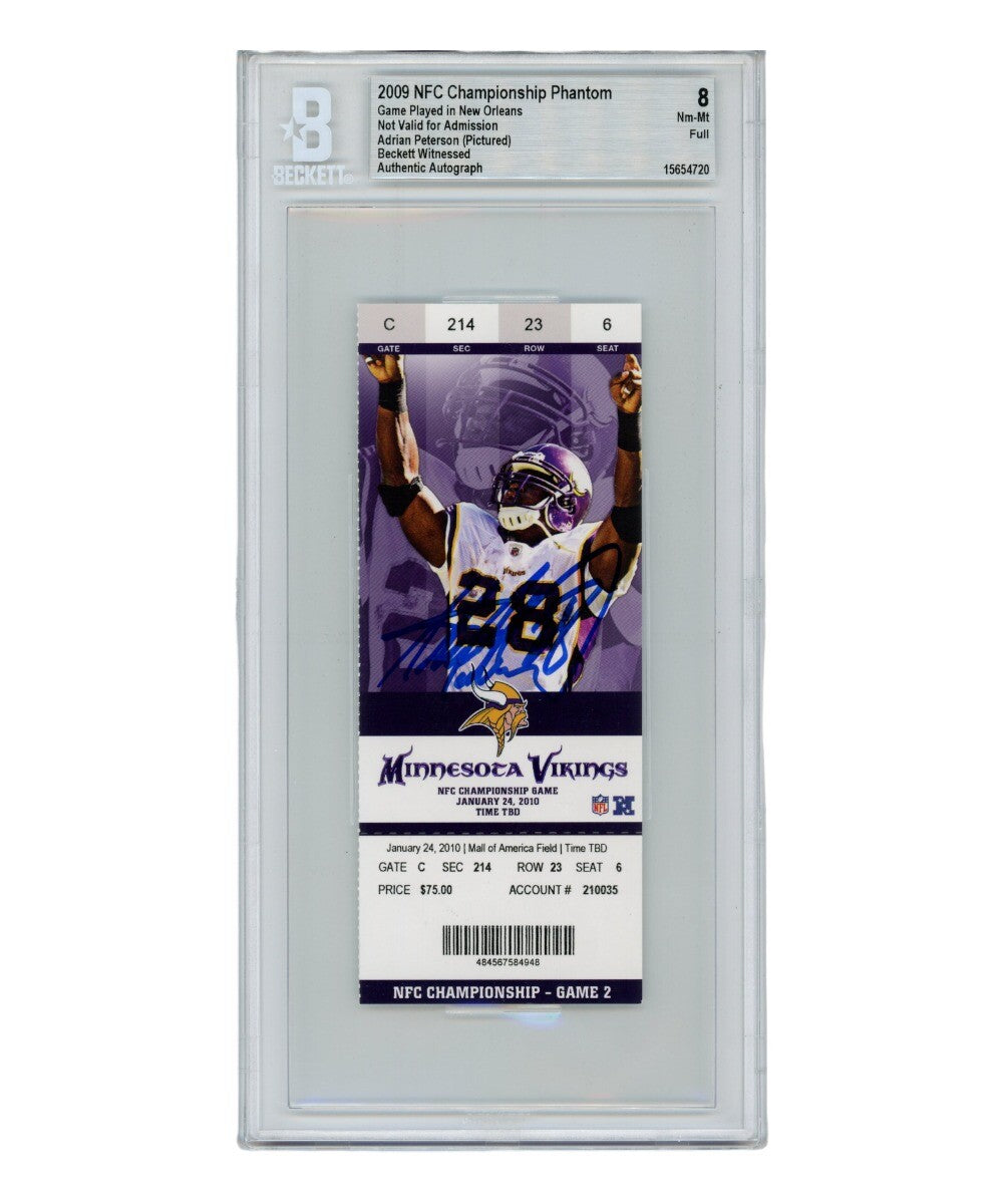 Adrian Peterson Signed Minnesota Vikings Slabbed Ticket Stub (1/24/2010)