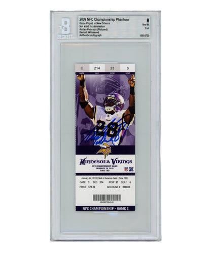 Adrian Peterson Signed Minnesota Vikings Slabbed Ticket Stub (1/24/2010)