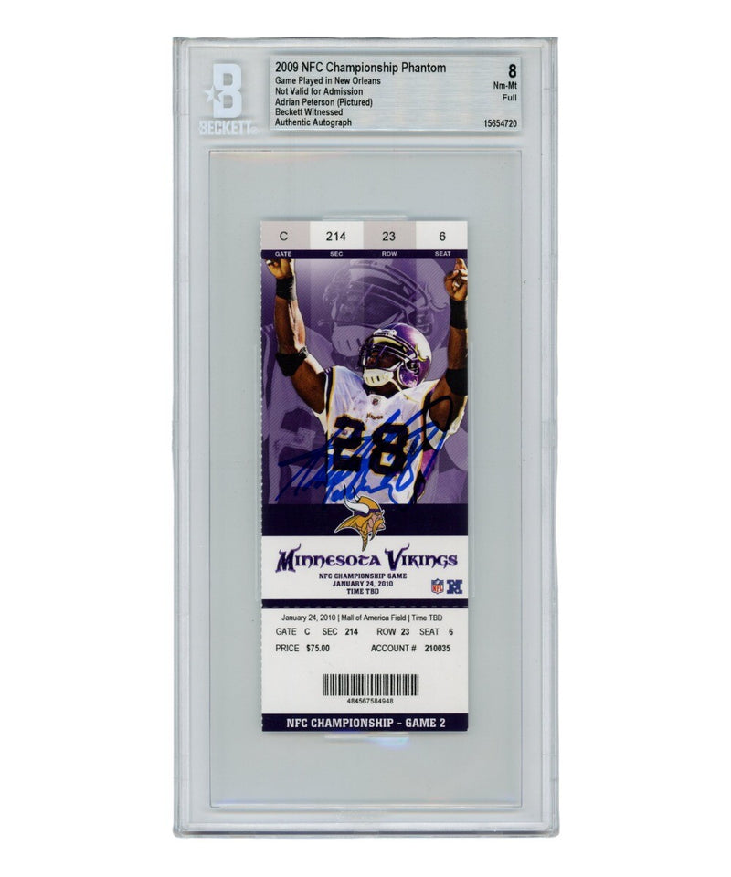 Adrian Peterson Signed Minnesota Vikings Slabbed Ticket Stub (1/24/2010)