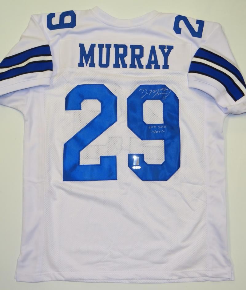 DeMarco Murray Signed White Custom Jersey - 253 Yds Inscription