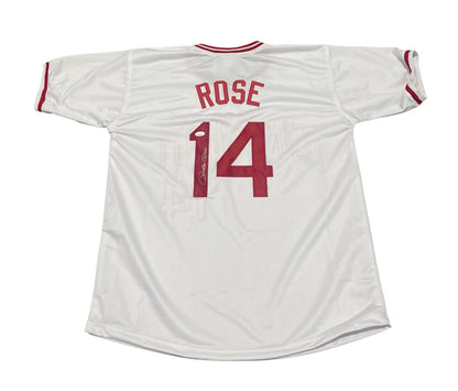 Pete Rose Signed Cincinnati Reds Custom Baseball Jersey (JSA COA)