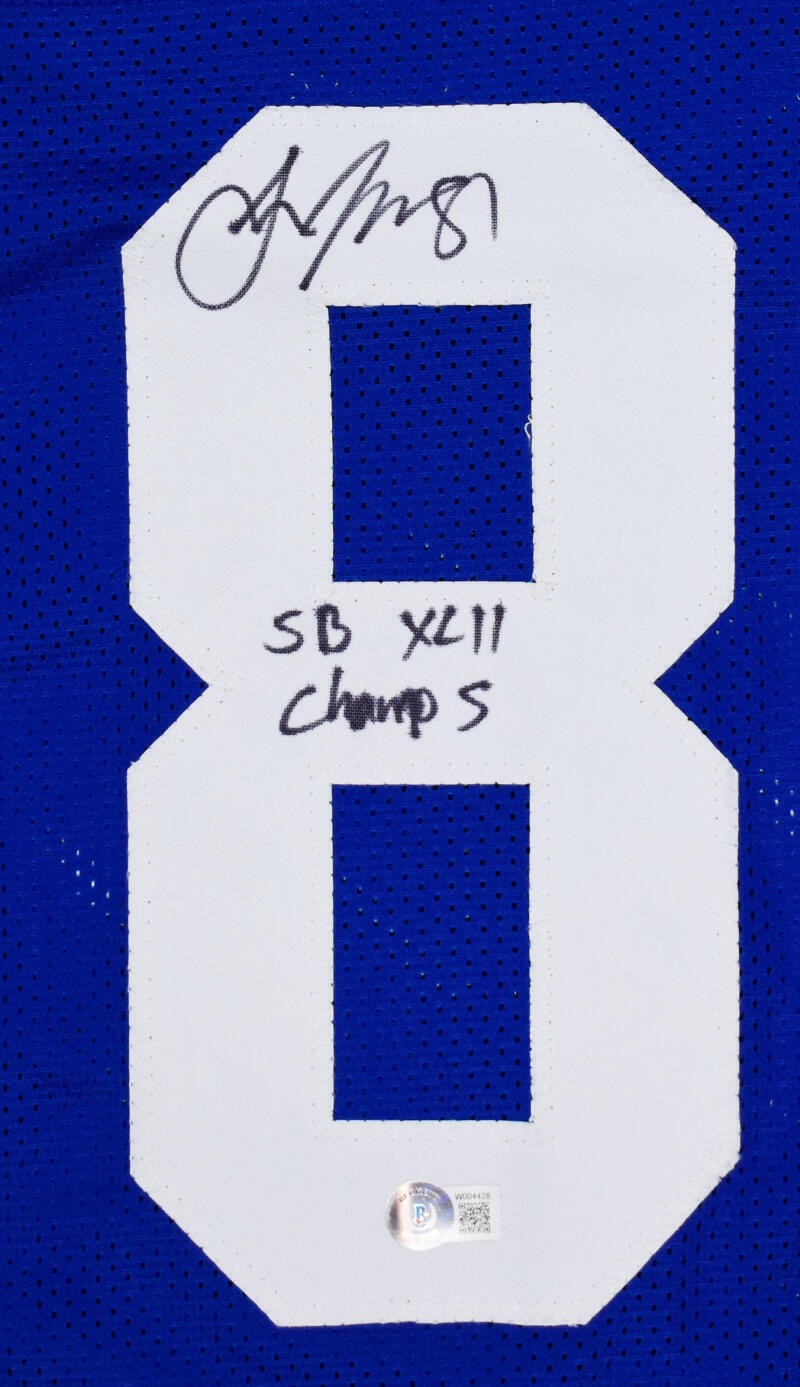 Amani Toomer Signed New York Giants Blue Custom Jersey - SB Champs Inscribed