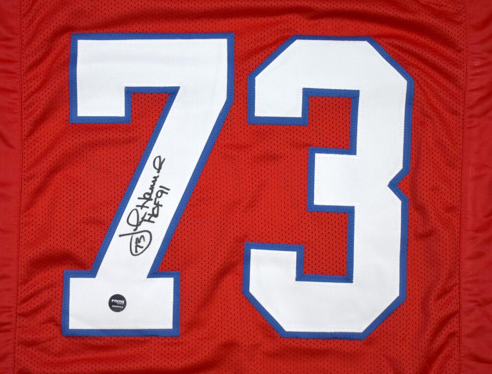 John Hannah Signed New England Patriots Style Red Custom Jersey