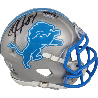 Calvin Johnson Detroit Lions Autographed Mini Helmet with "HOF" Inscription