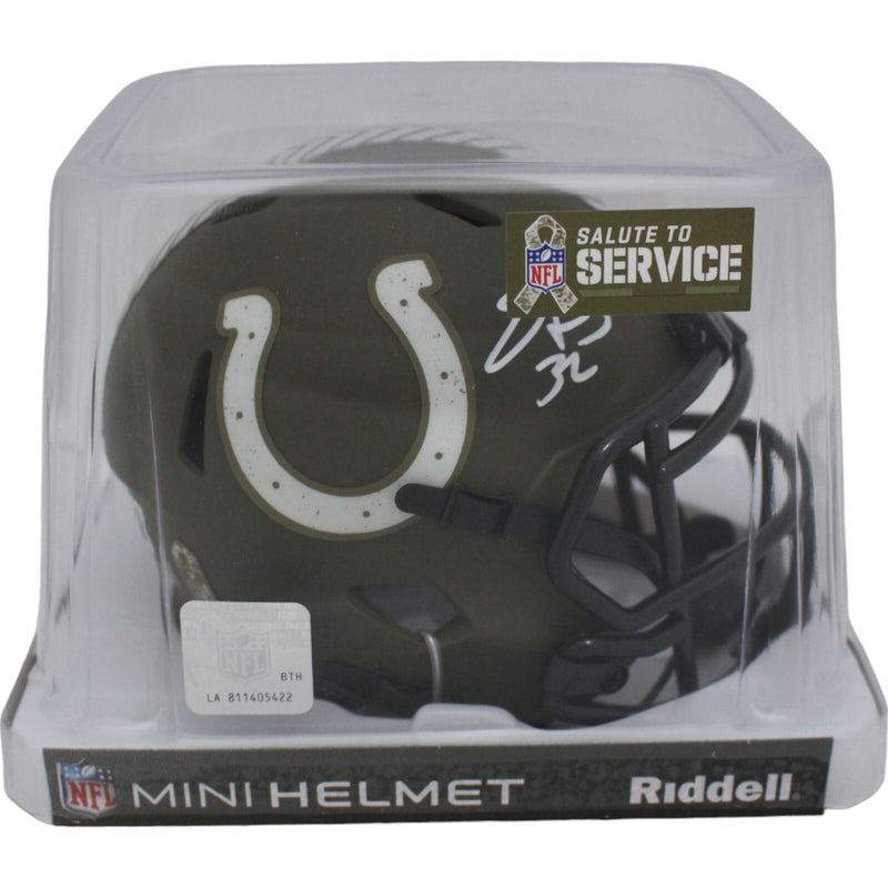Edgerrin James Autographed Indianapolis Colts 2022 Salute to Service Mini Helmet