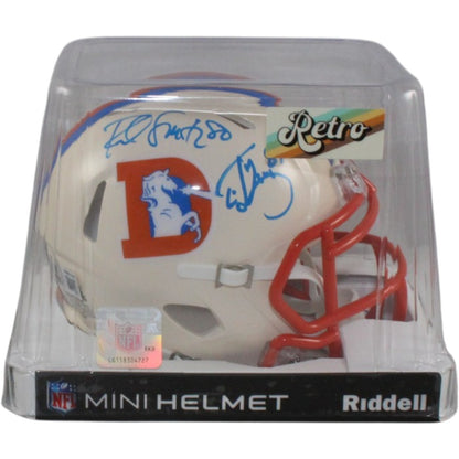 Ed McCaffrey & Rod Smith Signed Denver Broncos Retro Mini Helmet