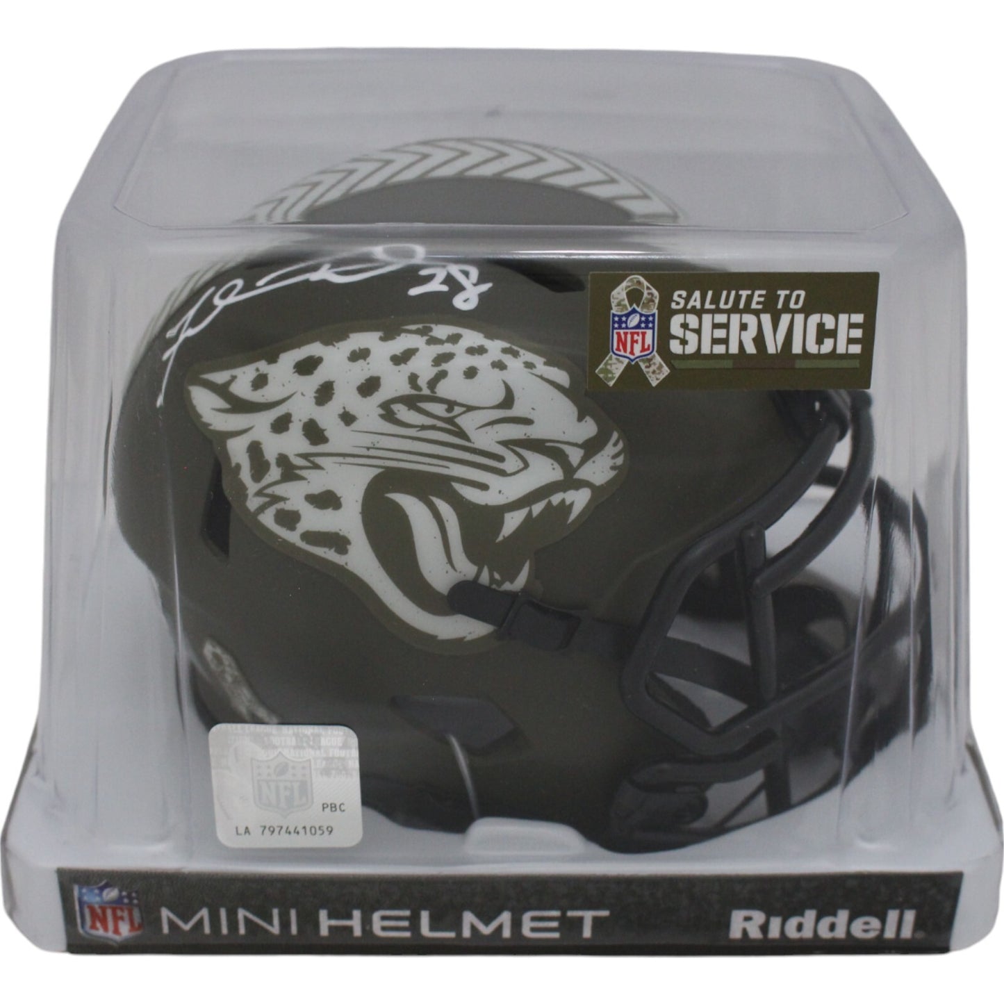 Fred Taylor Signed Jacksonville Jaguars Salute to Service Mini Helmet