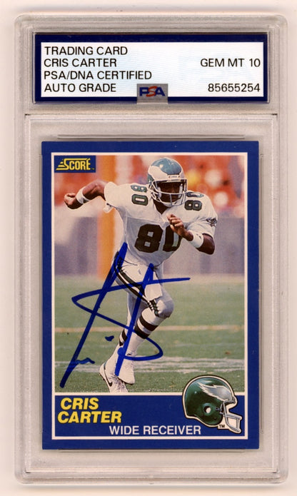 Cris Carter Signed 1989 Score #72 Rookie Card PSA 10 Auto