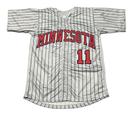 Chuck Knoblauch Signed Minnesota Custom Jersey (91 AL ROY Inscription)