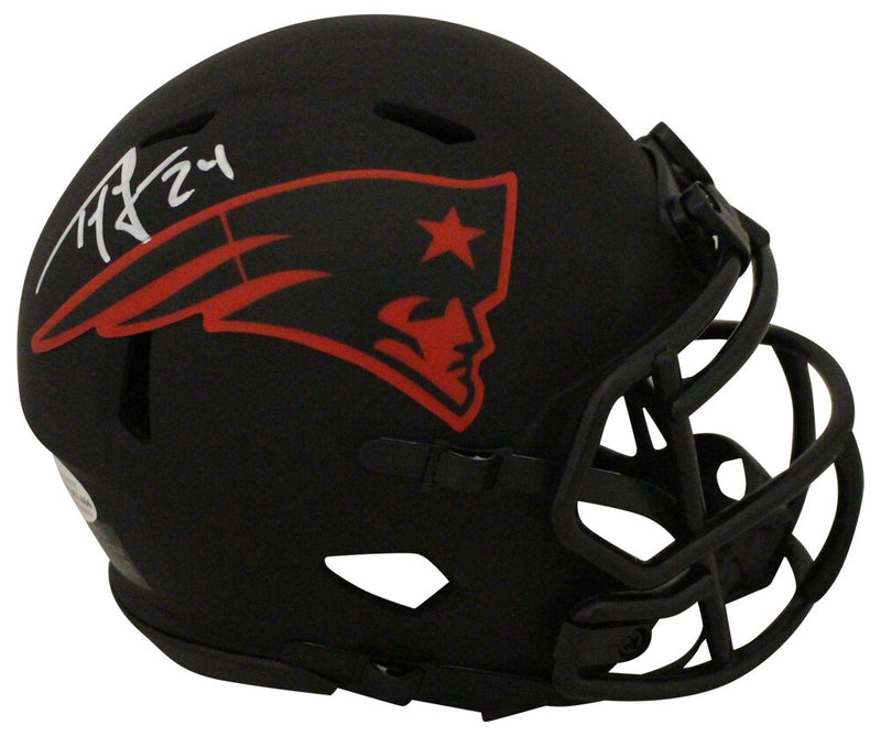 Ty Law Signed New England Patriots Eclipse Mini Helmet (BAS)