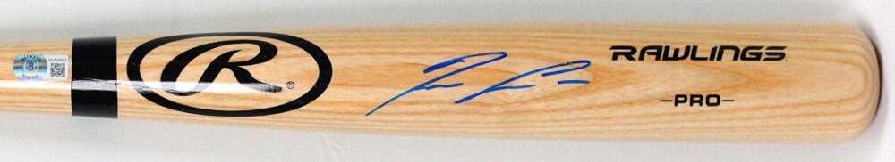 Ronald Acuna Jr. Autographed Blonde Pro Baseball Bat