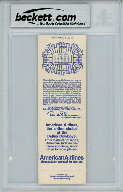 Tony Dorsett Signed Dallas Cowboys 12/6/87 Full Ticket Stub (Beckett Slab)